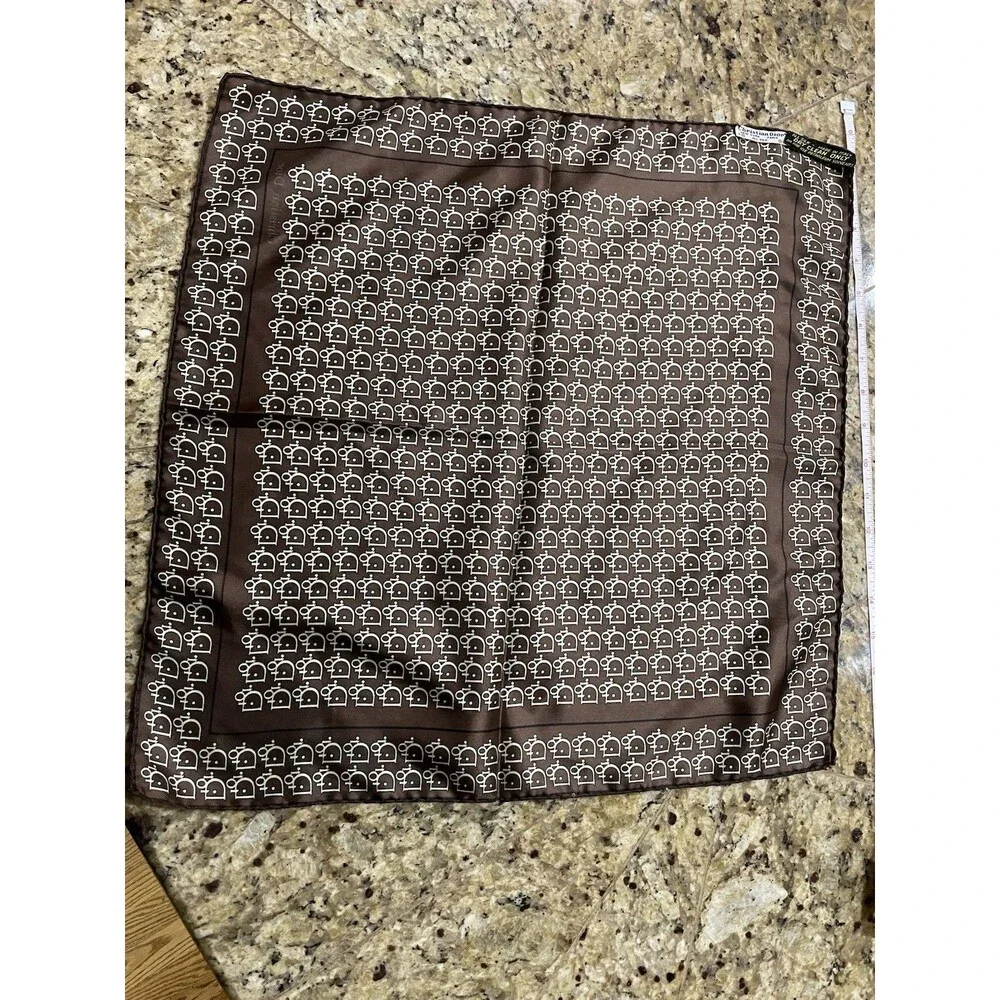 Vintage Christian Dior Silk Neck Scarf - Chocolate Brown 18in X18in